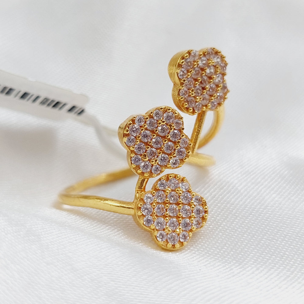 21K Zirconia Ring Made of 21K Yellow Gold by Saeed Jewelry-خاتم-محجر