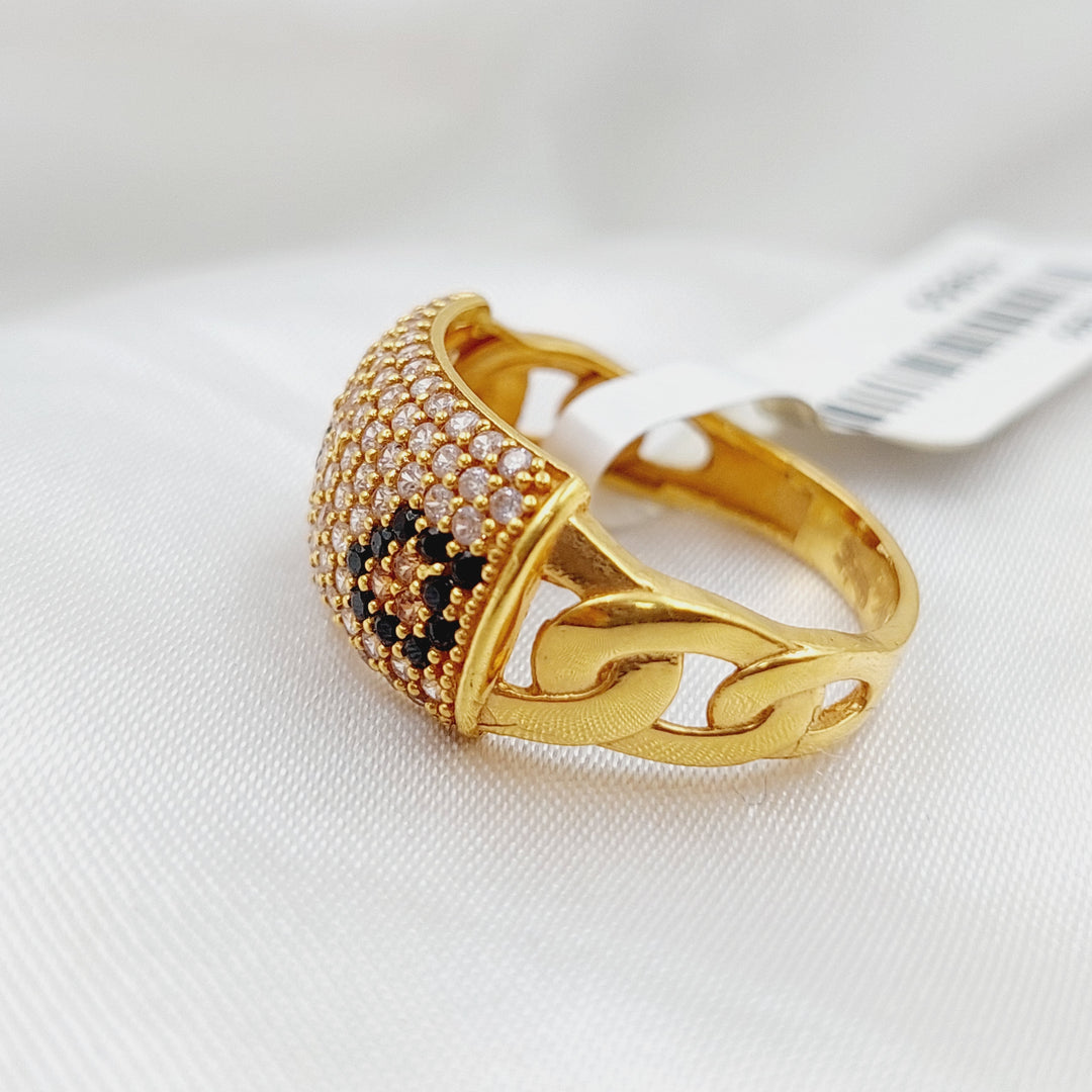 21K Zirconia Ring Made of 21K Yellow Gold by Saeed Jewelry-خاتم-محجر-4