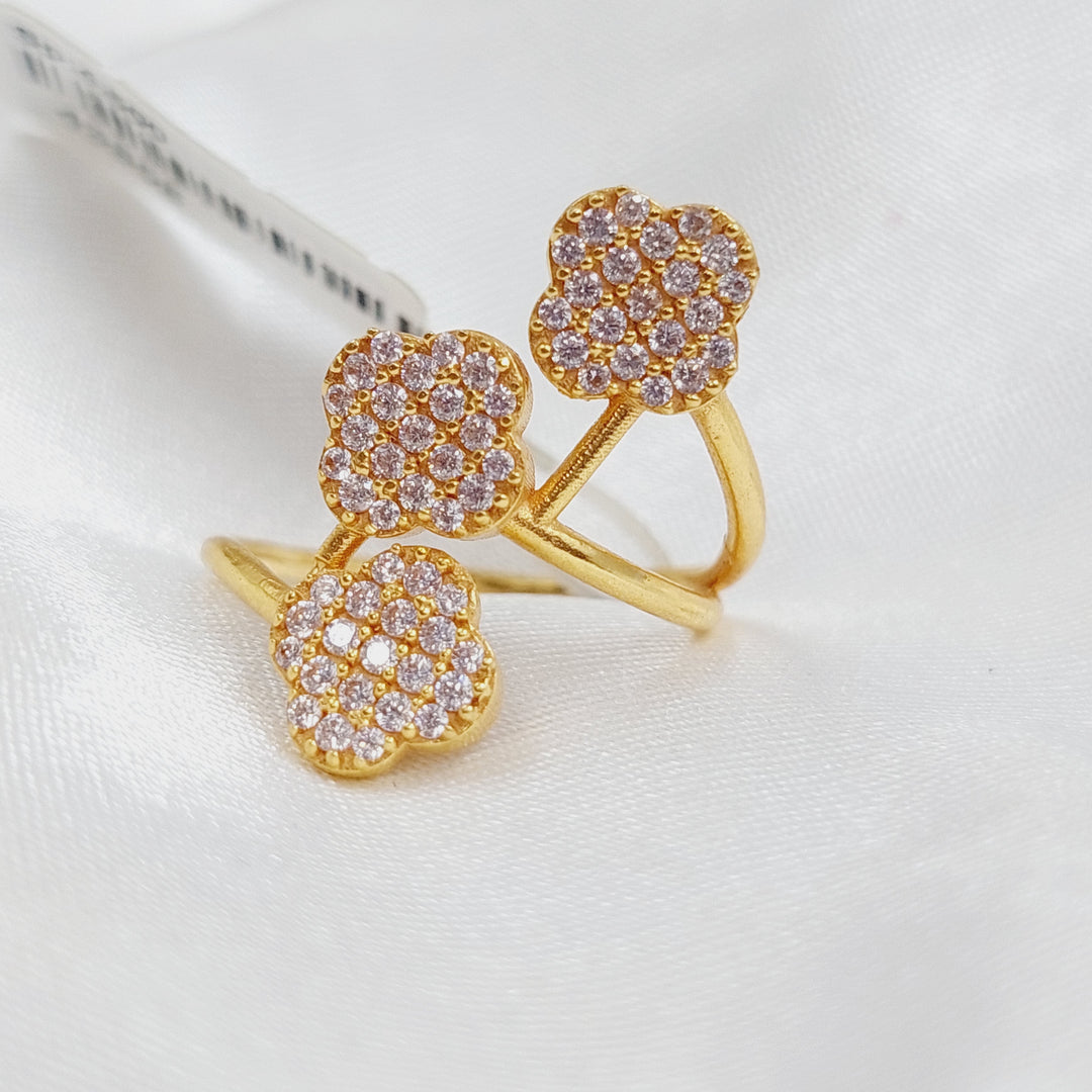 21K Zirconia Ring Made of 21K Yellow Gold by Saeed Jewelry-خاتم-محجر