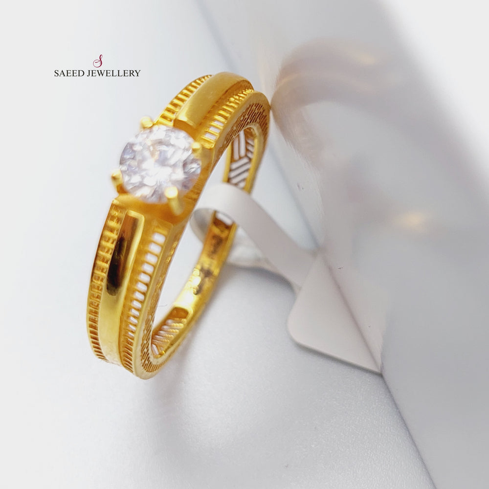 21K Gold Zirconia Wedding Ring by Saeed Jewelry - Image 2