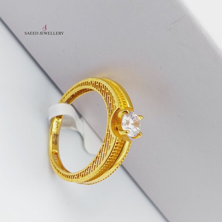 21K Gold Zirconia Wedding Ring by Saeed Jewelry - Image 3