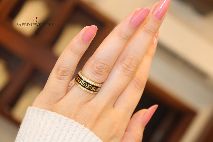 21K Zirconia Wedding Ring Made of 21K Yellow Gold by Saeed Jewelry-ذبلة-فرزاتشي-محجر