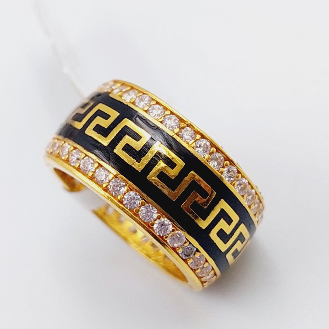 21K Zirconia Wedding Ring Made of 21K Yellow Gold by Saeed Jewelry-ذبلة-فرزاتشي-محجر