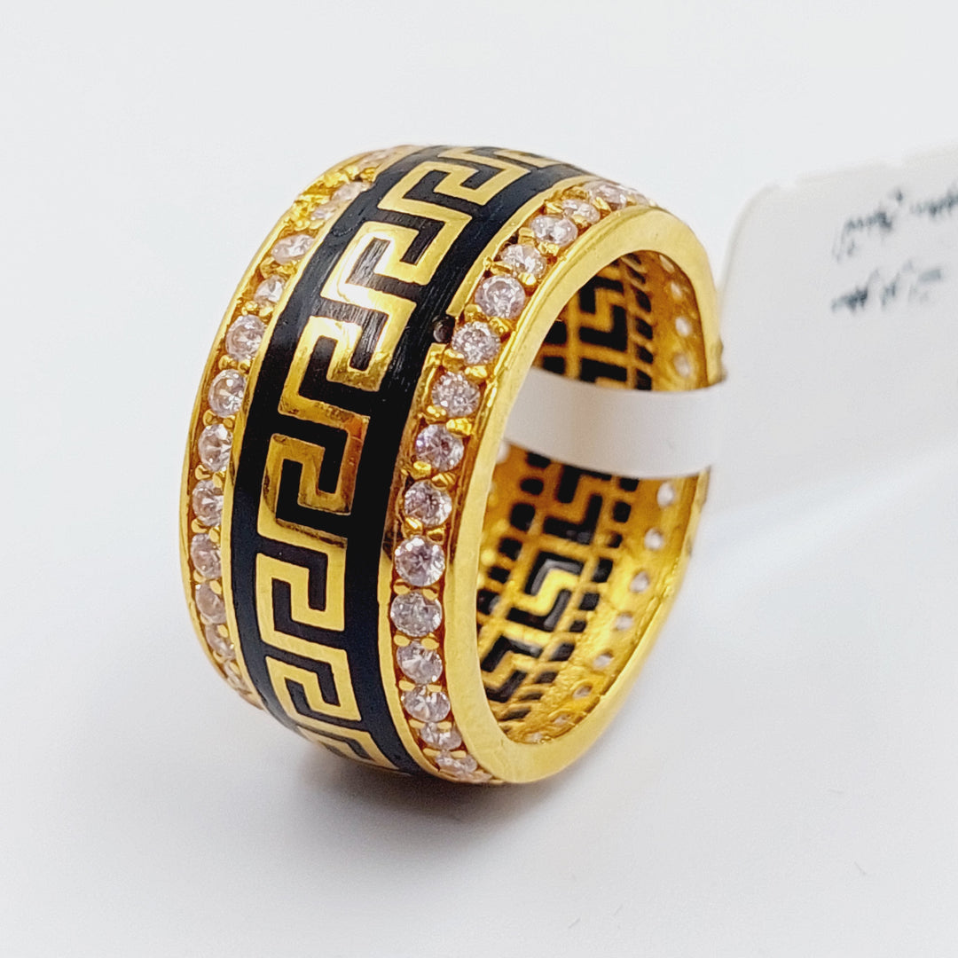 21K Zirconia Wedding Ring Made of 21K Yellow Gold by Saeed Jewelry-ذبلة-فرزاتشي-محجر