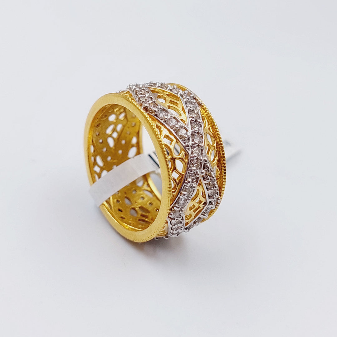 21K Zirconia Wedding Ring Made of 21K Yellow Gold by Saeed Jewelry-ذبلة-اكسترا-محجر-1