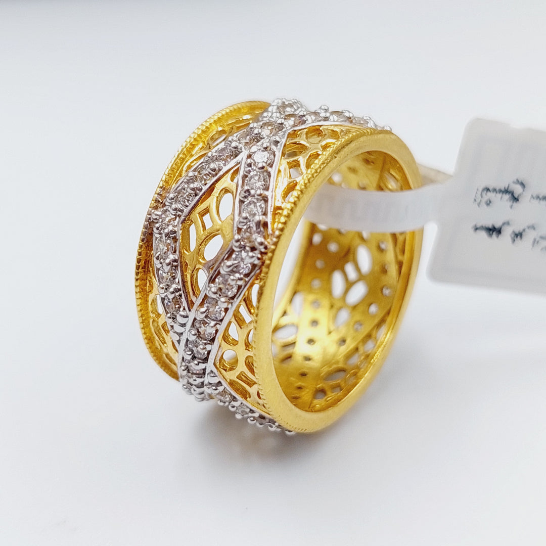21K Zirconia Wedding Ring Made of 21K Yellow Gold by Saeed Jewelry-ذبلة-اكسترا-محجر-1