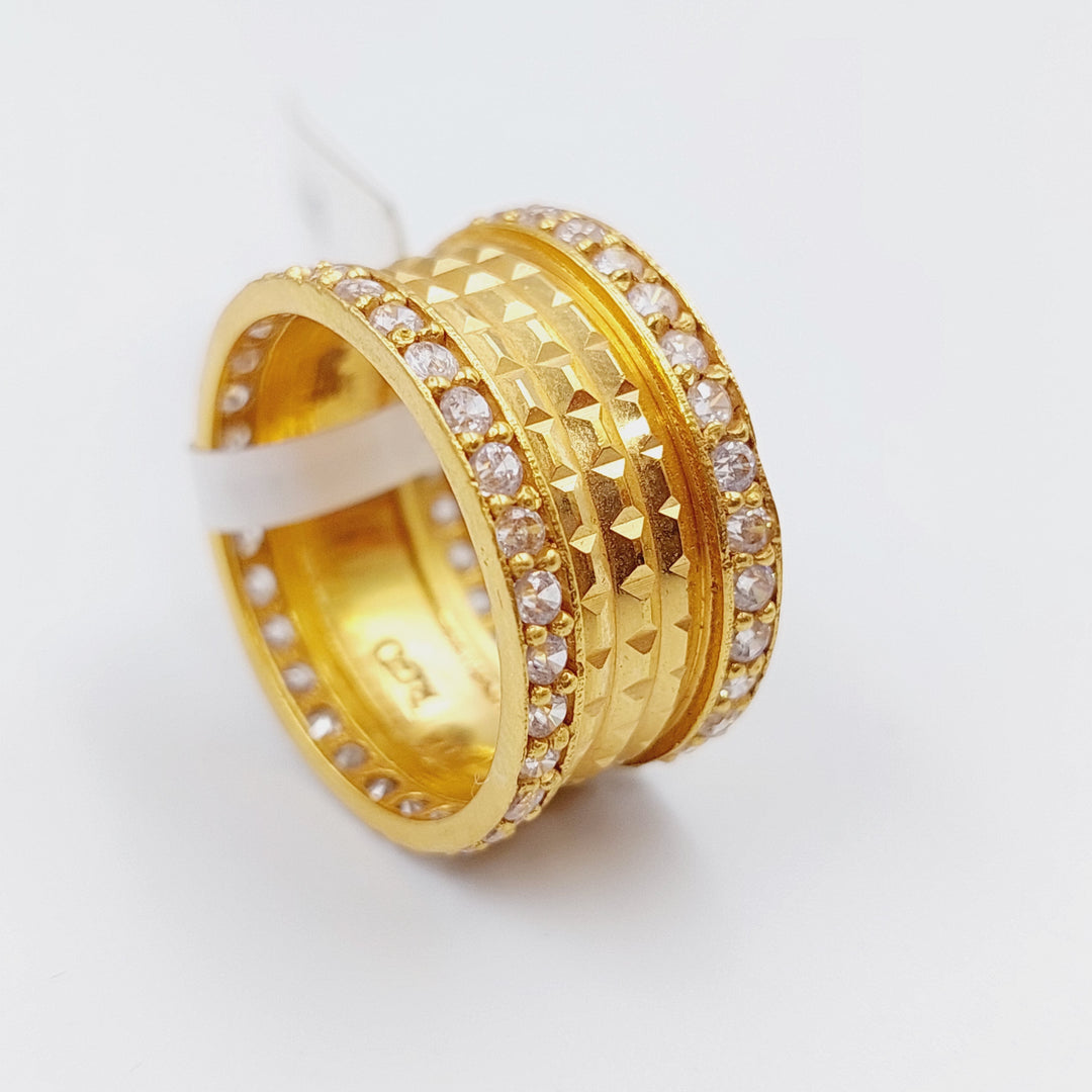 21K Zirconia  Wedding Ring Made of 21K Yellow Gold by Saeed Jewelry-ذبلة-اكسترا-محجر-3