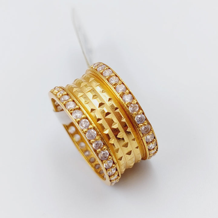 21K Zirconia  Wedding Ring Made of 21K Yellow Gold by Saeed Jewelry-ذبلة-اكسترا-محجر-3