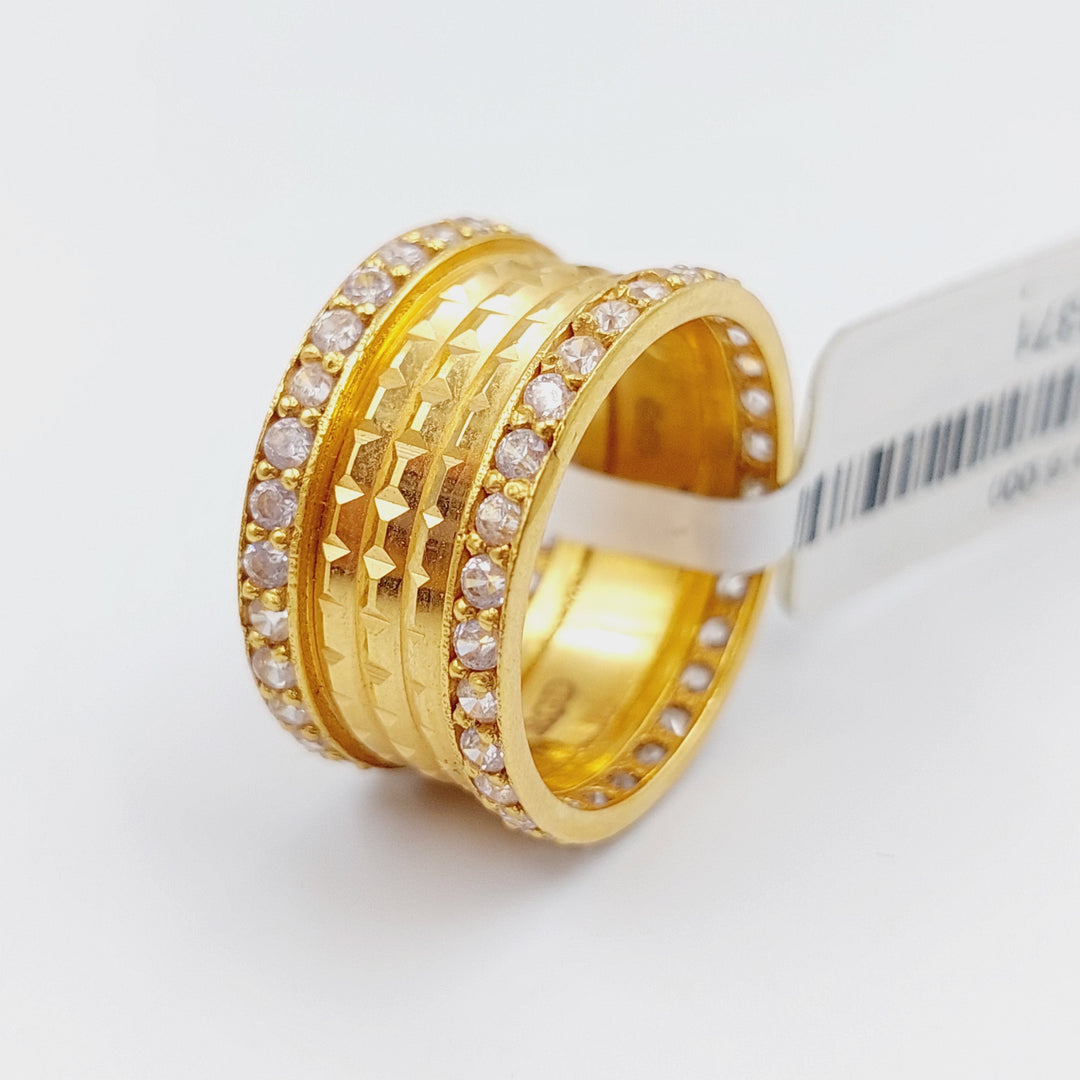 21K Zirconia  Wedding Ring Made of 21K Yellow Gold by Saeed Jewelry-ذبلة-اكسترا-محجر-3