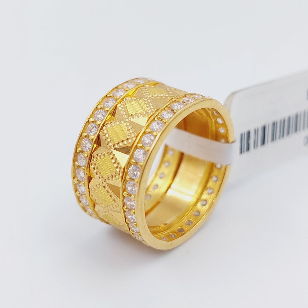 21K Zirconia Wedding Ring Made of 21K Yellow Gold by Saeed Jewelry-ذبلة-محجر-اكسترا-1