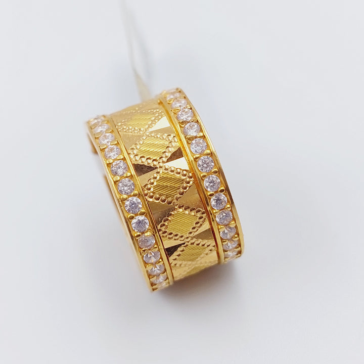 21K Zirconia Wedding Ring Made of 21K Yellow Gold by Saeed Jewelry-ذبلة-محجر-اكسترا-1