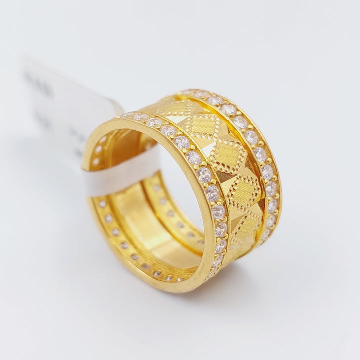 21K Zirconia Wedding Ring Made of 21K Yellow Gold by Saeed Jewelry-ذبلة-محجر-اكسترا-1