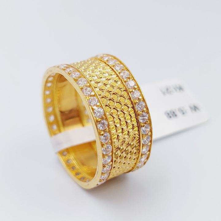 21K Zirconia Wedding Ring Made of 21K Yellow Gold by Saeed Jewelry-ذبلة-محجر-اكسترا