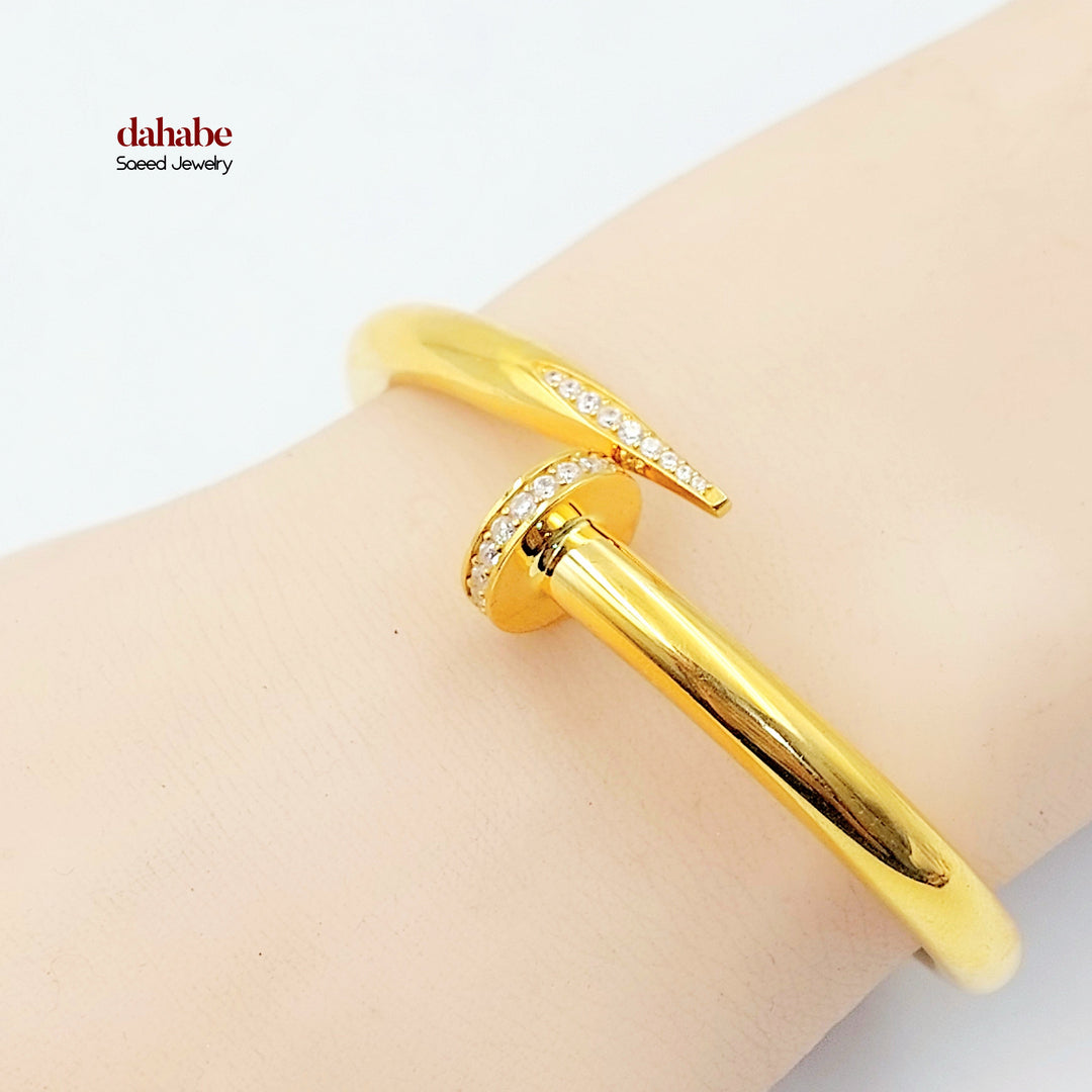 21K اسوارة مسمار مرصع-مجوهرات الشيخ سعيد-Saeed Jewelry 