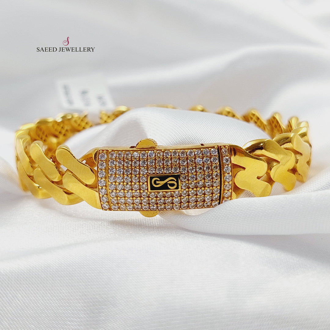 21K اسوارة جنزير مرصع-مجوهرات الشيخ سعيد-Saeed Jewelry 