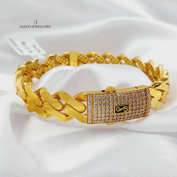 21K اسوارة جنزير مرصع-مجوهرات الشيخ سعيد-Saeed Jewelry 