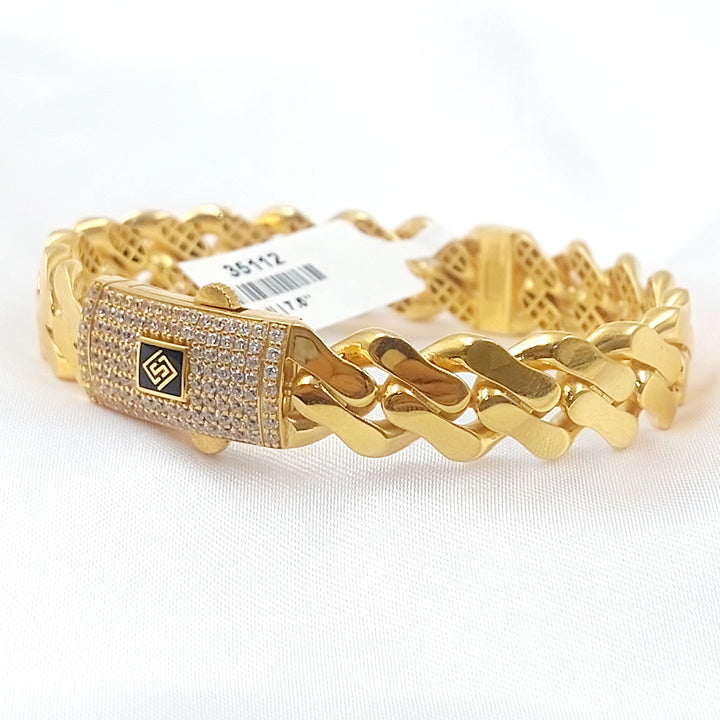 21K اسوارة جنزير مرصع-مجوهرات الشيخ سعيد-Saeed Jewelry 