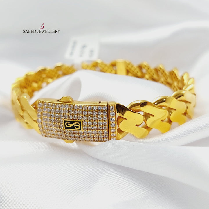 21K اسوارة جنزير مرصع-مجوهرات الشيخ سعيد-Saeed Jewelry 