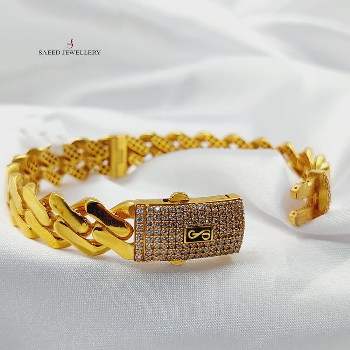 21K اسوارة جنزير مرصع-مجوهرات الشيخ سعيد-Saeed Jewelry 