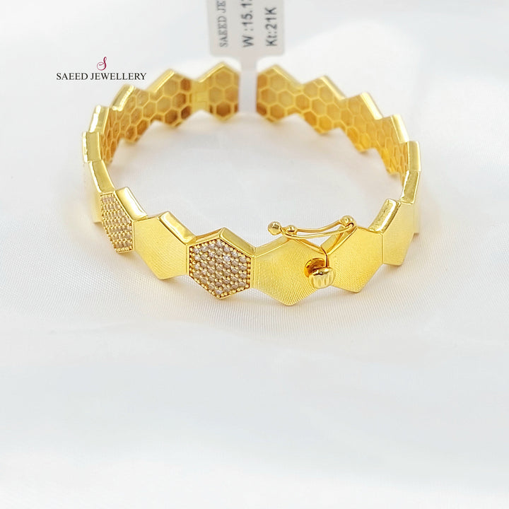 21K اسوارة خلية النحل مرصع-مجوهرات الشيخ سعيد-Saeed Jewelry 