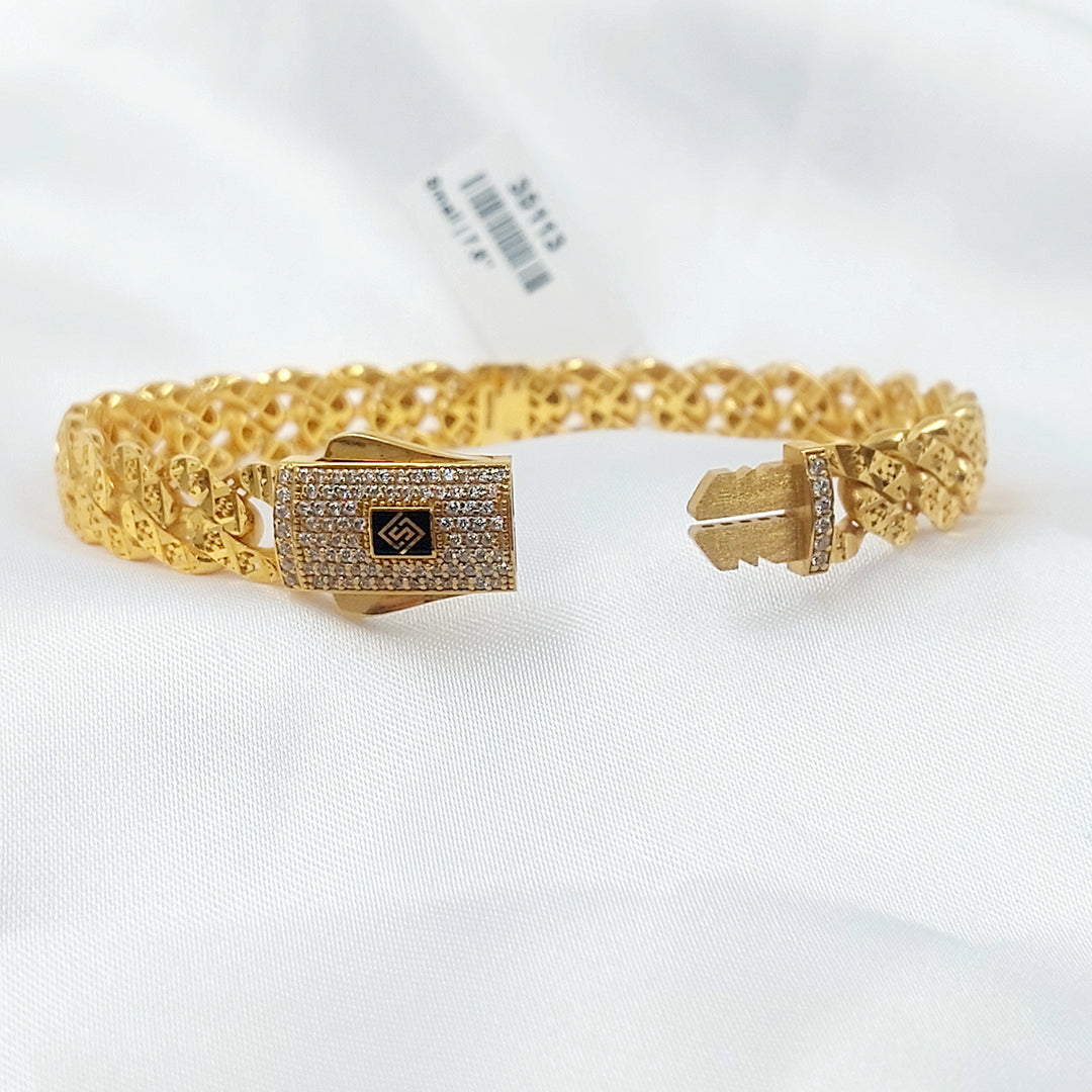 21K اسوارة جنزير مرصع-مجوهرات الشيخ سعيد-Saeed Jewelry 