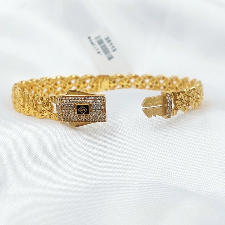 21K اسوارة جنزير مرصع-مجوهرات الشيخ سعيد-Saeed Jewelry 