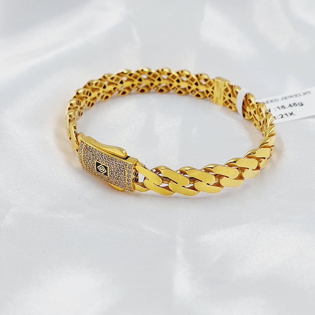 21K اسوارة جنزير مرصع-مجوهرات الشيخ سعيد-Saeed Jewelry 