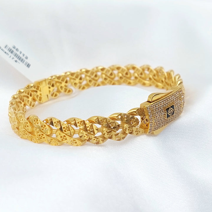 21K اسوارة جنزير مرصع-مجوهرات الشيخ سعيد-Saeed Jewelry 