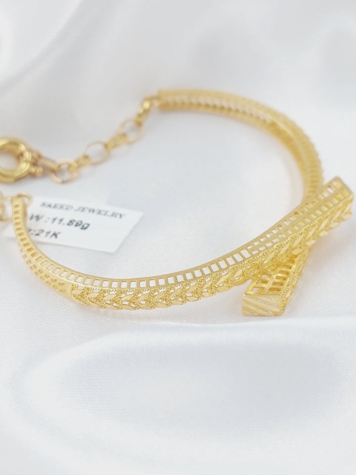 21K اسوارة ورق الشجر-مجوهرات الشيخ سعيد-Saeed Jewelry 