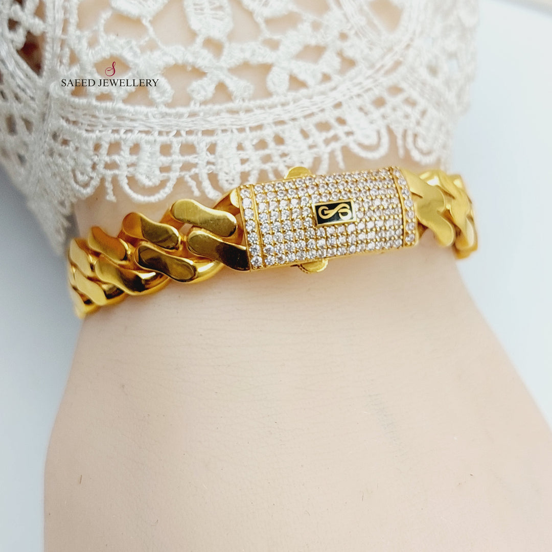 21K اسوارة جنزير مرصع-مجوهرات الشيخ سعيد-Saeed Jewelry 