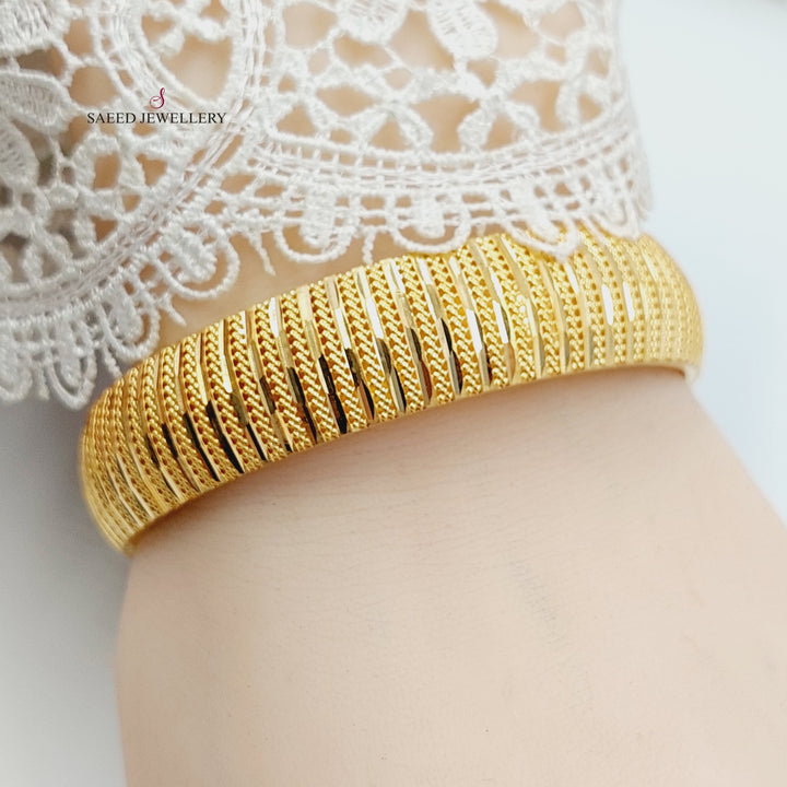 21K سحبة نقش عريض-مجوهرات الشيخ سعيد-Saeed Jewelry 