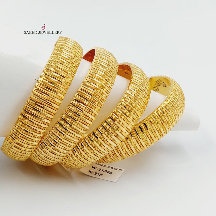 21K سحبة نقش عريض-مجوهرات الشيخ سعيد-Saeed Jewelry 