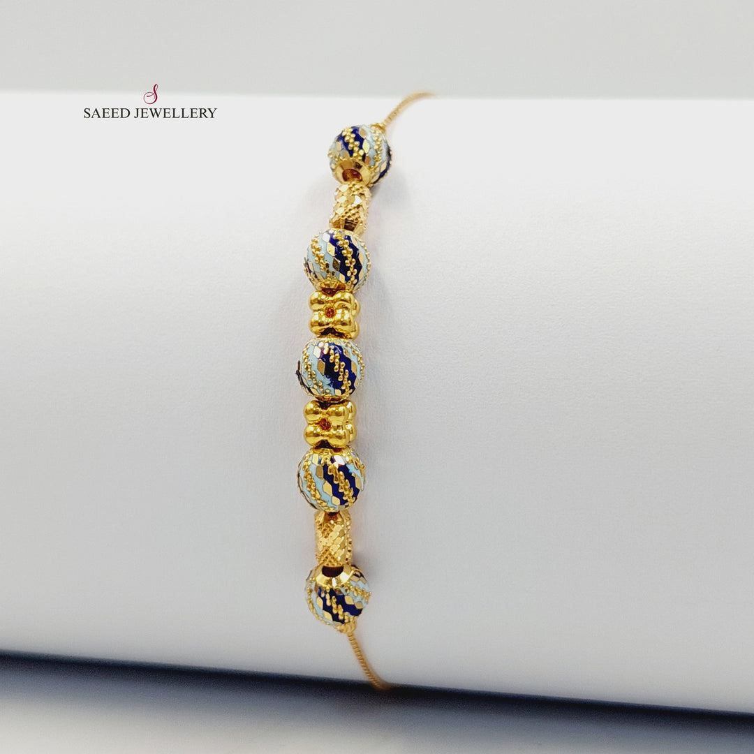 21K اسوارة مسبحة مينا-مجوهرات الشيخ سعيد-Saeed Jewelry 