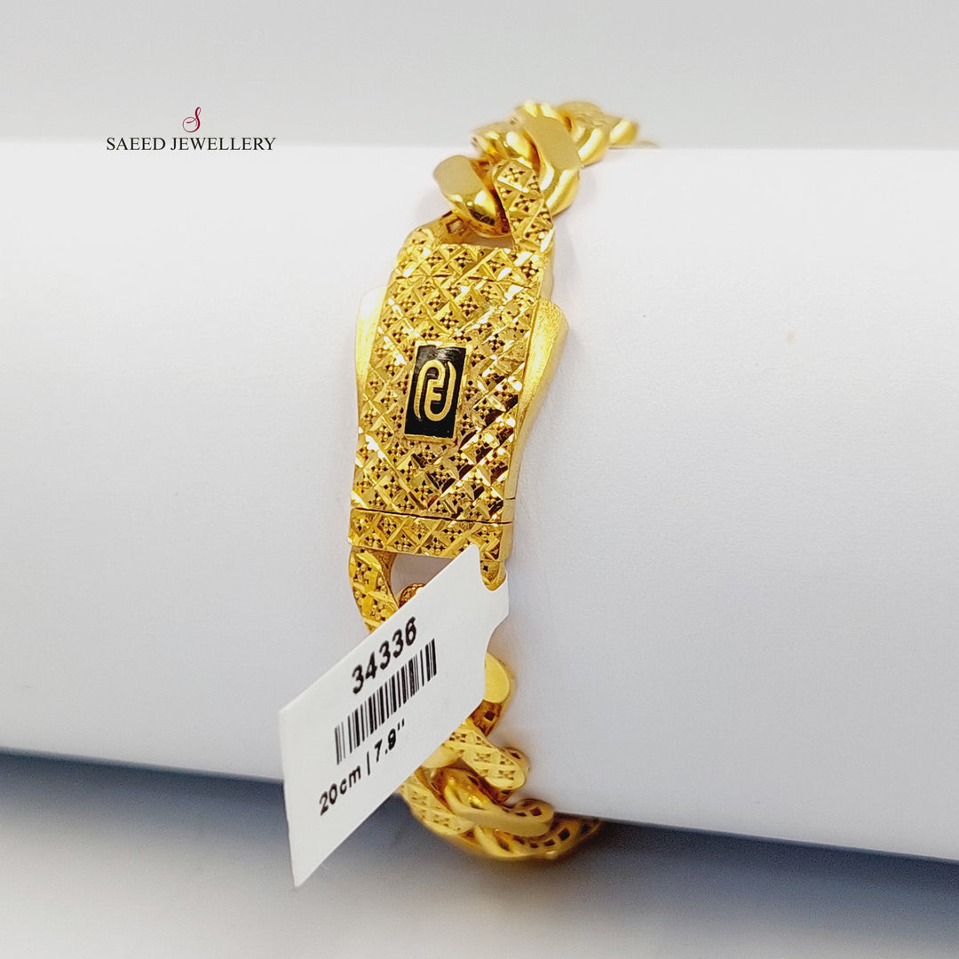 21K اسوارة جنزير نقش-مجوهرات الشيخ سعيد-Saeed Jewelry 