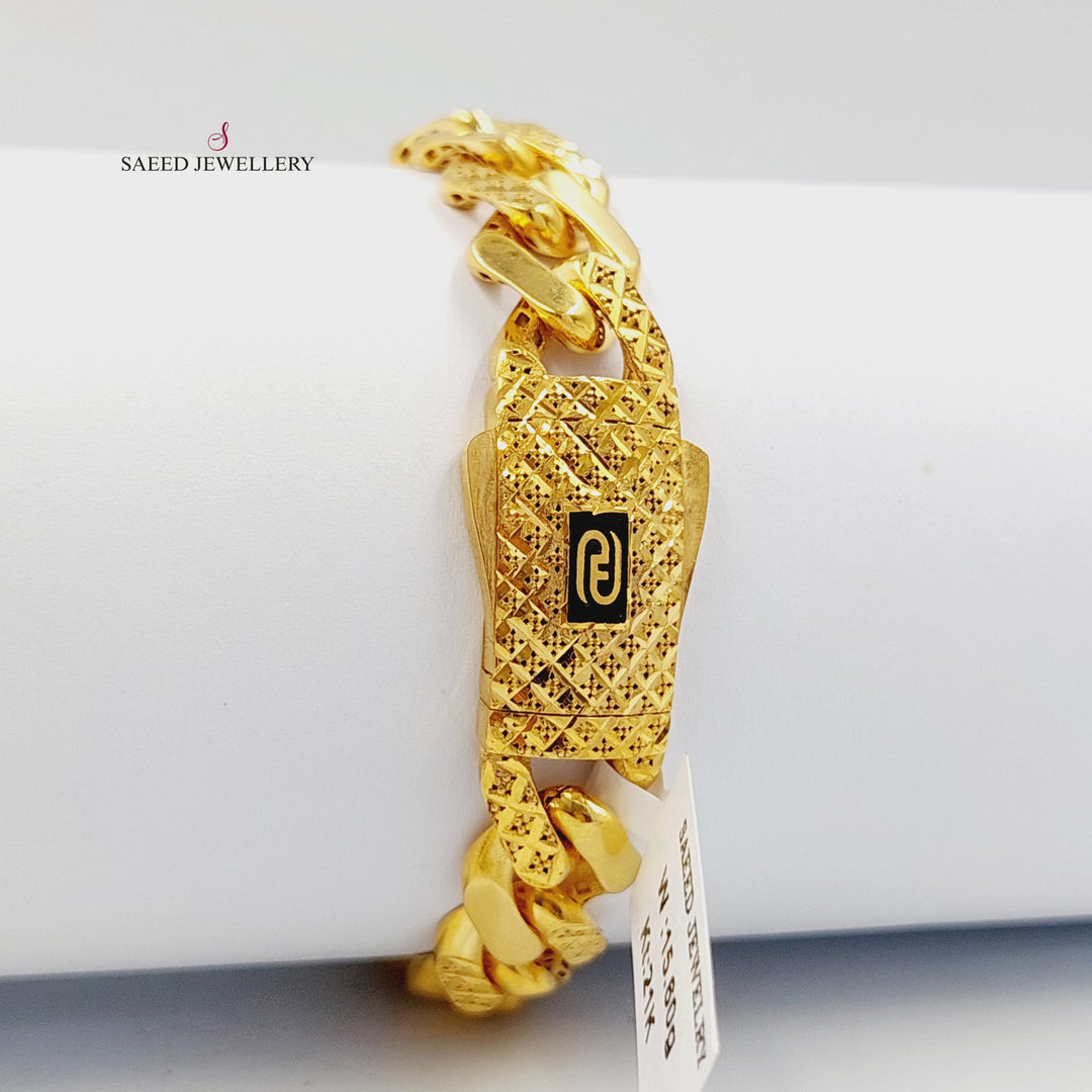 21K اسوارة جنزير نقش-مجوهرات الشيخ سعيد-Saeed Jewelry 