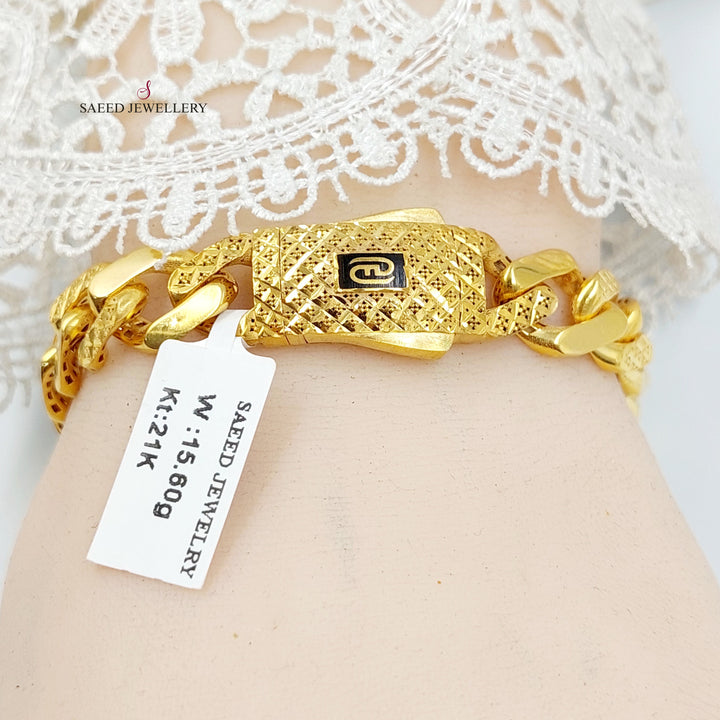 21K اسوارة جنزير نقش-مجوهرات الشيخ سعيد-Saeed Jewelry 