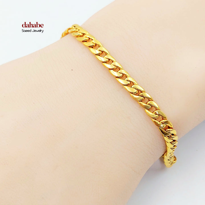 21K اسوارة جنزير مبسط-مجوهرات الشيخ سعيد-Saeed Jewelry 