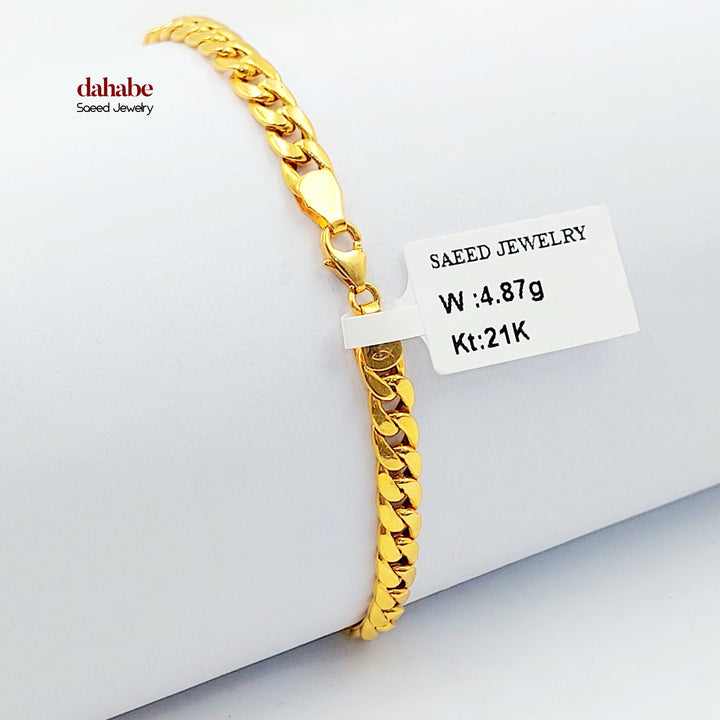 21K اسوارة جنزير مبسط-مجوهرات الشيخ سعيد-Saeed Jewelry 