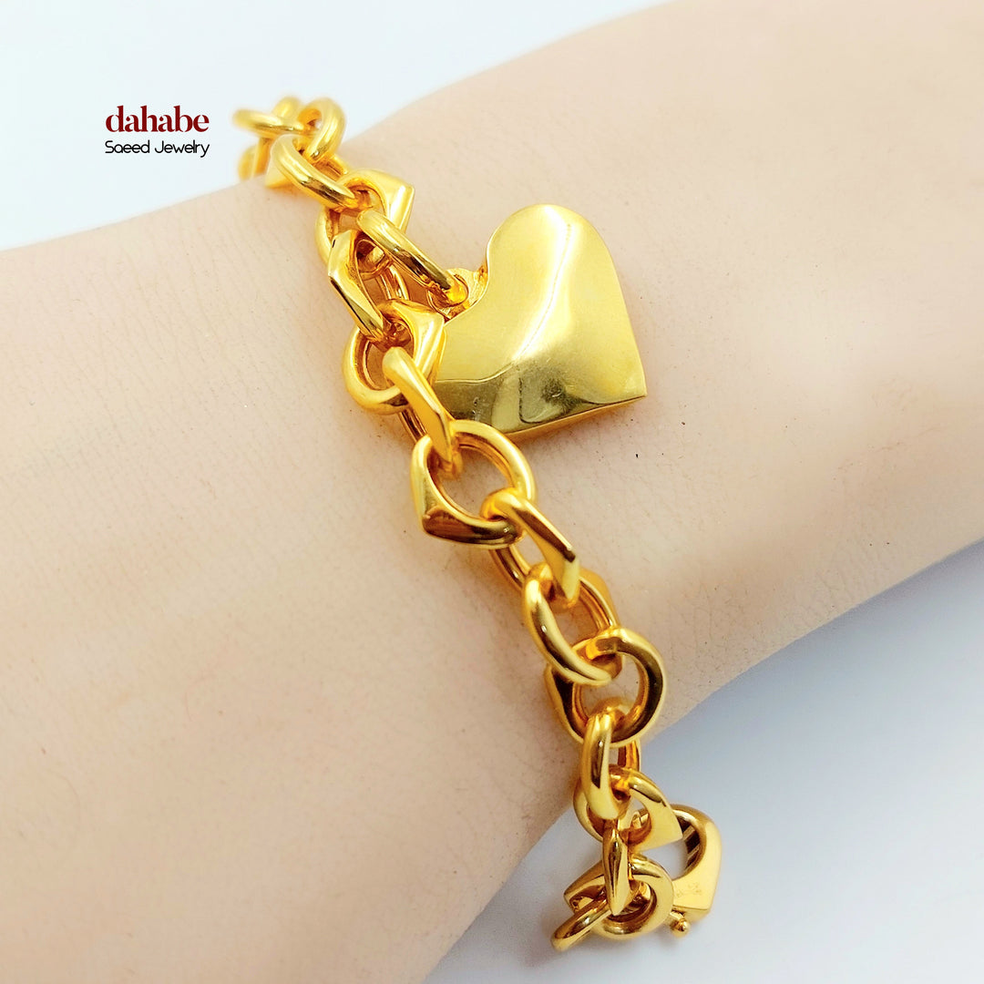 21K اسوارة جنزير قلب-مجوهرات الشيخ سعيد-Saeed Jewelry 