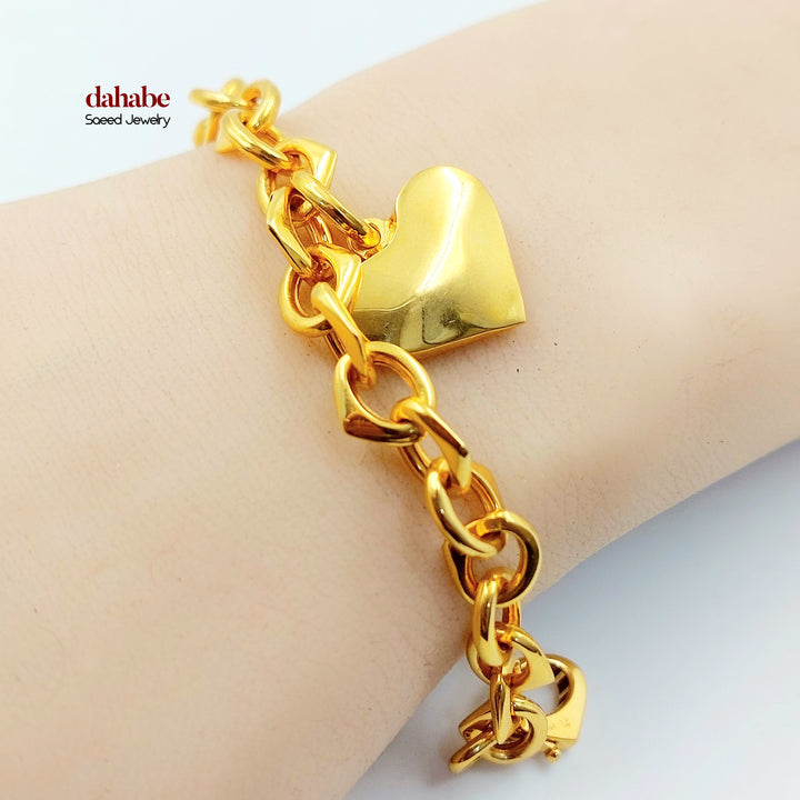 21K اسوارة جنزير قلب-مجوهرات الشيخ سعيد-Saeed Jewelry 