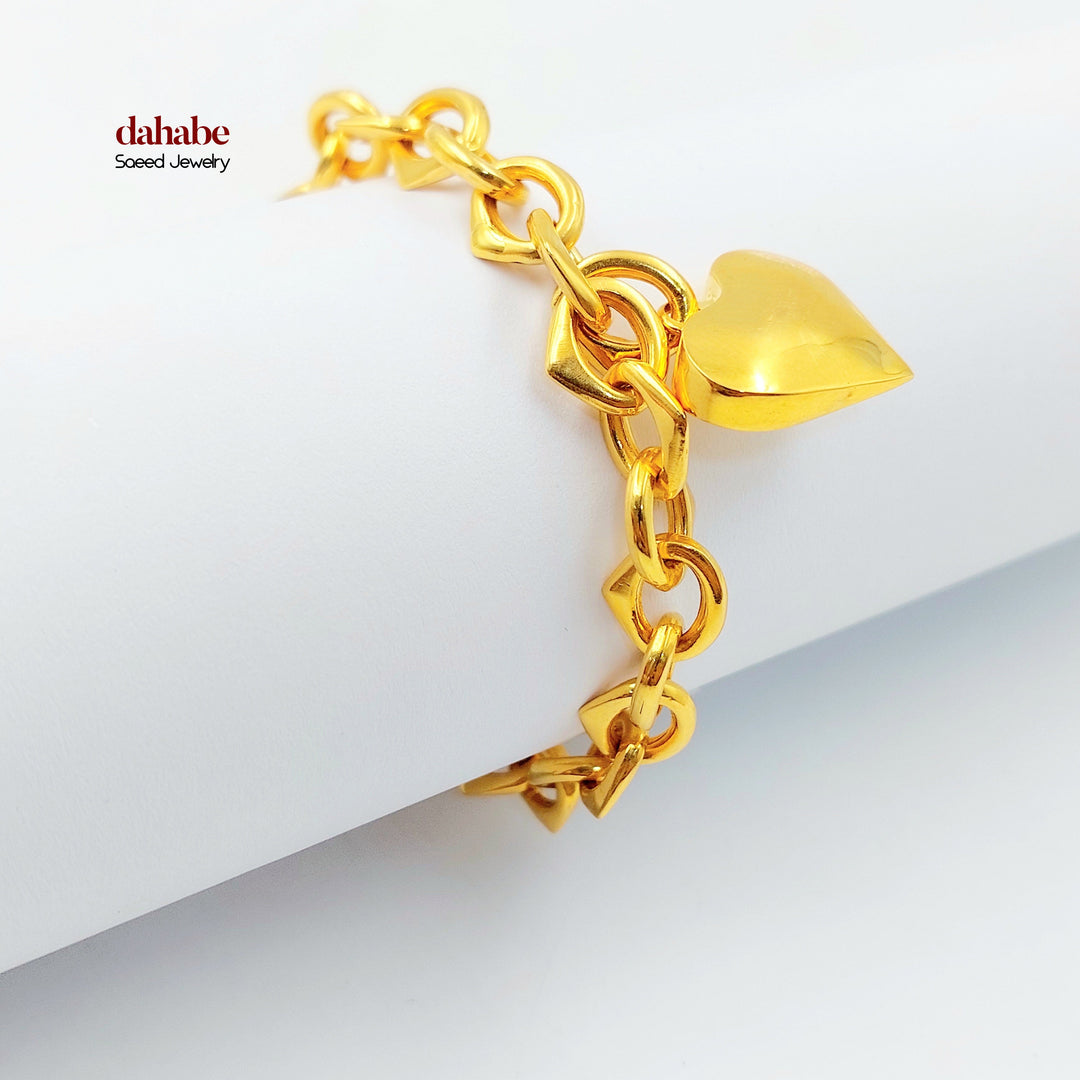 21K اسوارة جنزير قلب-مجوهرات الشيخ سعيد-Saeed Jewelry 