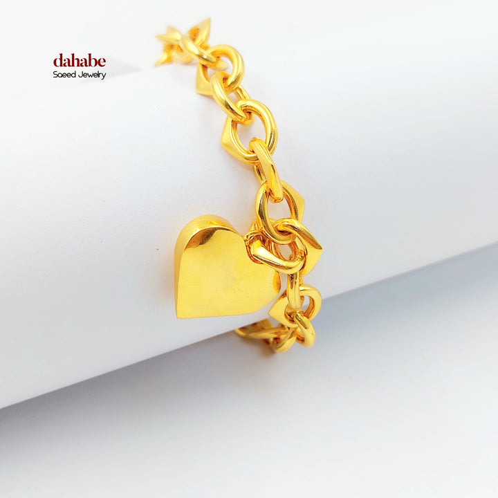 21K اسوارة جنزير قلب-مجوهرات الشيخ سعيد-Saeed Jewelry 