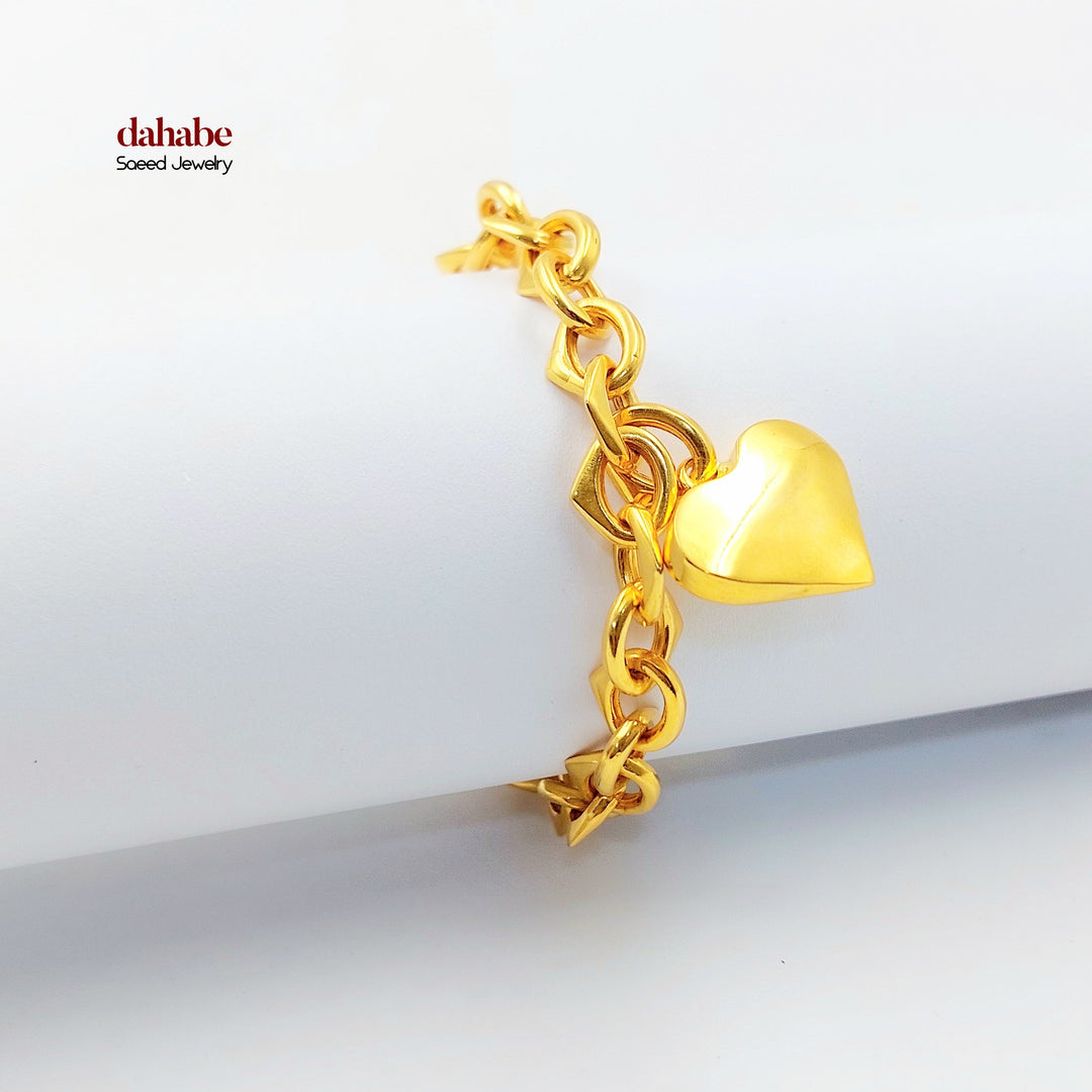 21K اسوارة جنزير قلب-مجوهرات الشيخ سعيد-Saeed Jewelry 