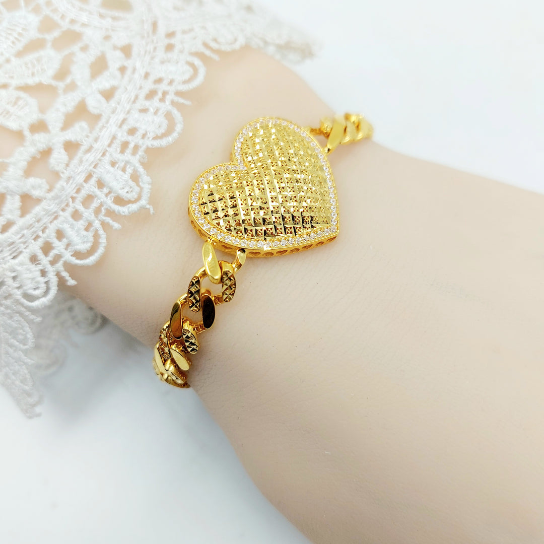 21K اسوارة جنزير قلب-مجوهرات الشيخ سعيد-Saeed Jewelry 