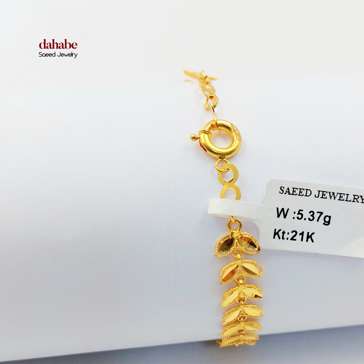 21K اسوارة ورق الشجر-مجوهرات الشيخ سعيد-Saeed Jewelry 