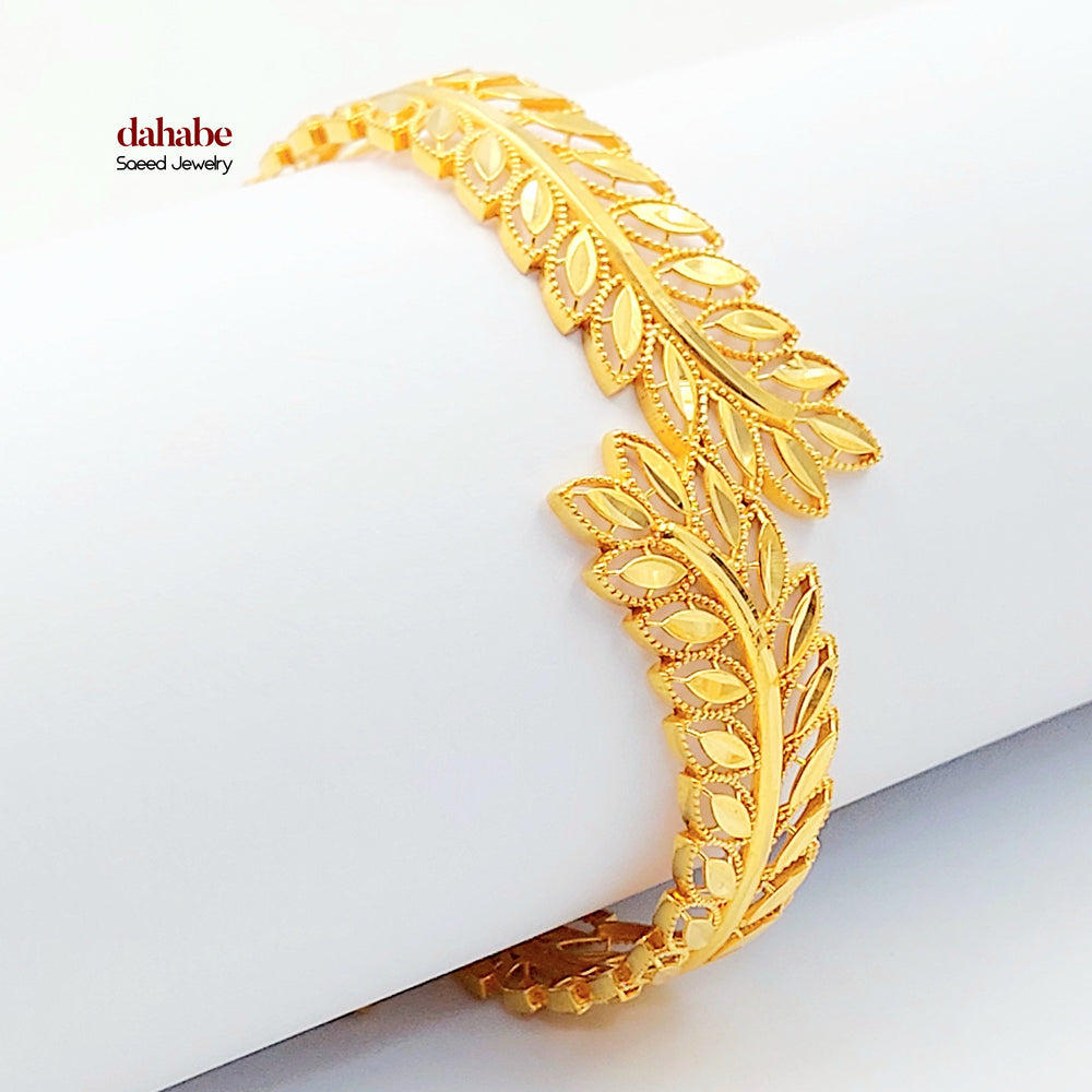 21K اسوارة ورق الشجر-مجوهرات الشيخ سعيد-Saeed Jewelry 
