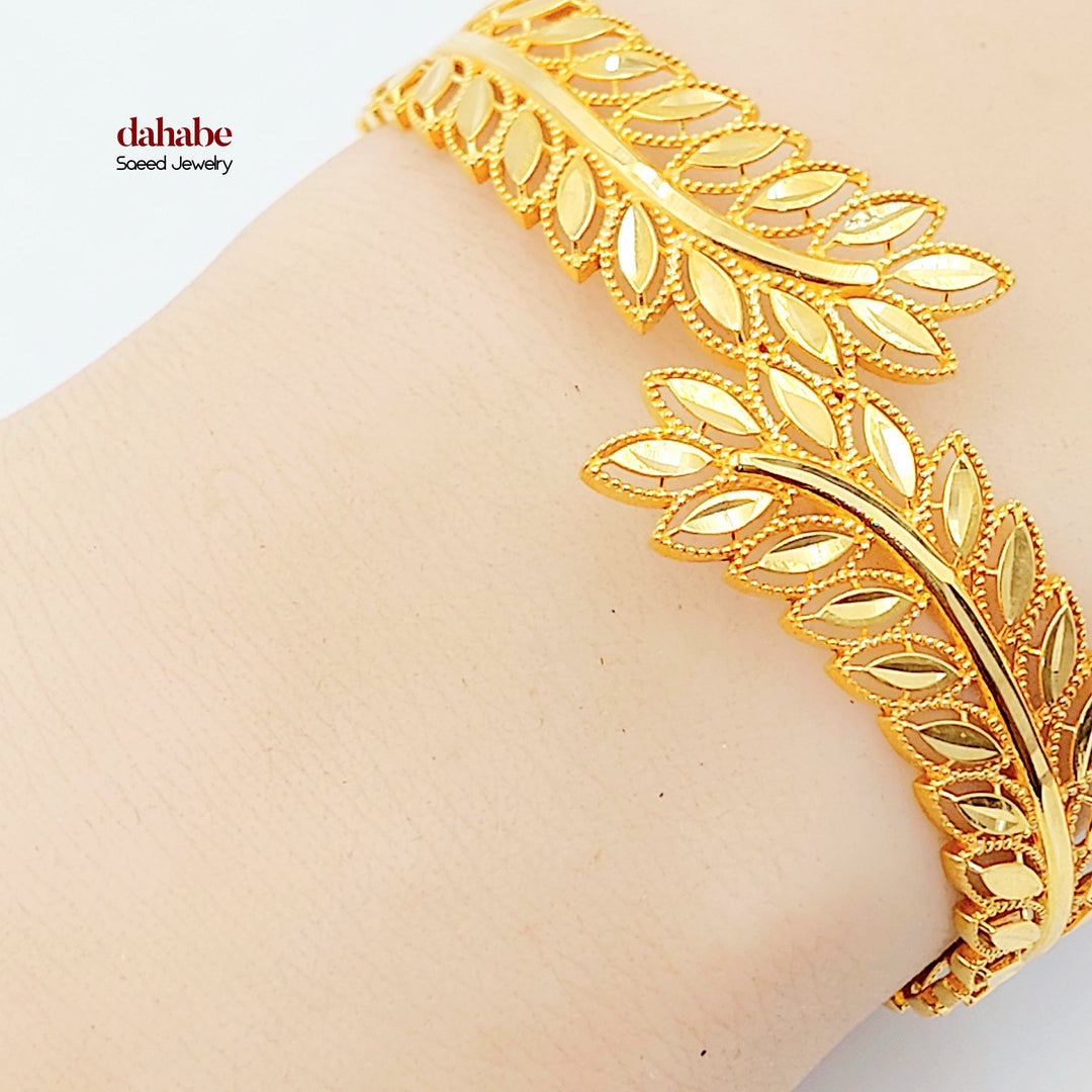 21K اسوارة ورق الشجر-مجوهرات الشيخ سعيد-Saeed Jewelry 