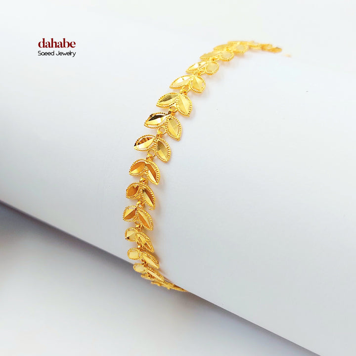 21K اسوارة ورق الشجر-مجوهرات الشيخ سعيد-Saeed Jewelry 