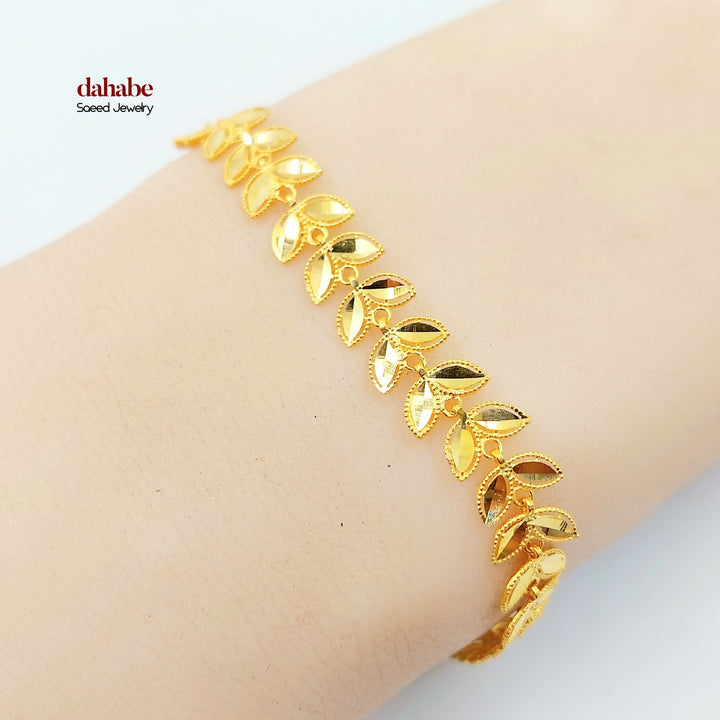 21K اسوارة ورق الشجر-مجوهرات الشيخ سعيد-Saeed Jewelry 