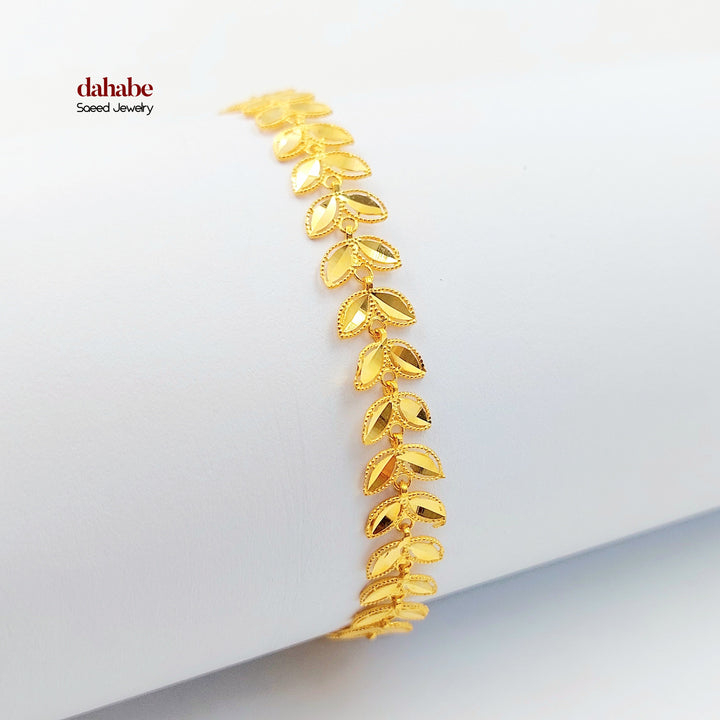 21K اسوارة ورق الشجر-مجوهرات الشيخ سعيد-Saeed Jewelry 